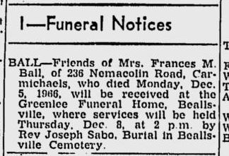 Frances M. Ball obit